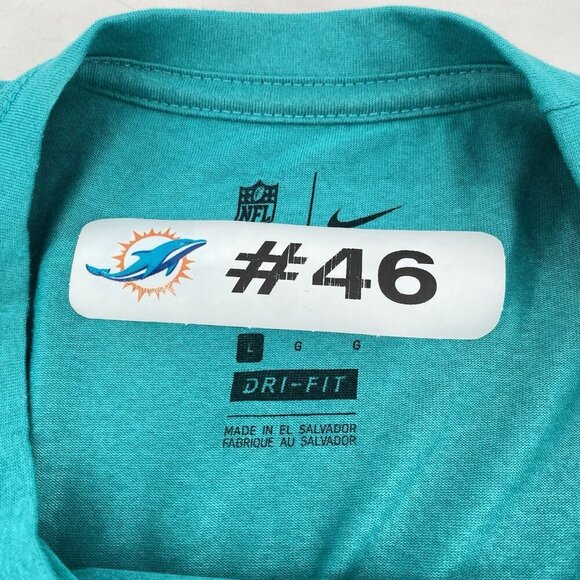 MIAMI DOLPHINS TEAM ISSUED ON FIELD AQUA DRI-FIT SHIRT SIZE LARGE - Picture 3 of 10